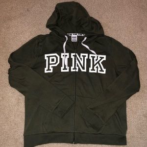 VS PINK Army Green Zip Up Jacket